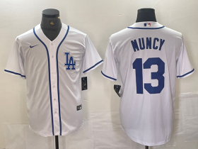 Cheap Men\'s Los Angeles Dodgers #13 Max Muncy White Cool Base Stitched Baseball Jersey