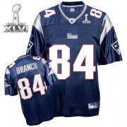 Wholesale Cheap Patriots #84 Deion Branch Dark Blue Super Bowl XLVI Embroidered NFL Jersey