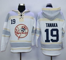 Wholesale Cheap Yankees #19 Masahiro Tanaka White Sawyer Hooded Sweatshirt MLB Hoodie