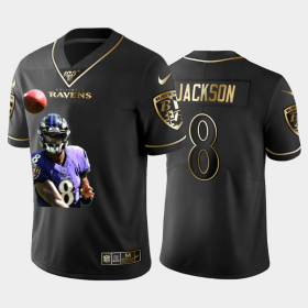 Cheap Baltimore Ravens #8 Lamar Jackson Nike Team Hero 6 Vapor Limited NFL 100 Jersey Black Golden