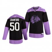 Wholesale Cheap Chicago Blackhawks #50 Corey Crawford Adidas Men's Hockey Fights Cancer Practice NHL Jersey Black