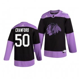 Wholesale Cheap Chicago Blackhawks #50 Corey Crawford Adidas Men\'s Hockey Fights Cancer Practice NHL Jersey Black