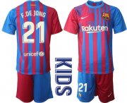 Wholesale Cheap Youth 2021-2022 Club Barcelona home red 21 Nike Soccer Jerseys