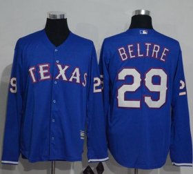 Wholesale Cheap Rangers #29 Adrian Beltre Blue New Cool Base Long Sleeve Stitched MLB Jersey