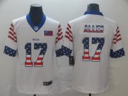 Wholesale Cheap Buffalo Bills #17 Josh Allen White Men's Nike Team Logo USA Flag Vapor Untouchable Limited NFL Jersey