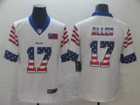 Wholesale Cheap Buffalo Bills #17 Josh Allen White Men\'s Nike Team Logo USA Flag Vapor Untouchable Limited NFL Jersey