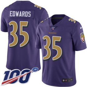Wholesale Cheap Nike Ravens #35 Gus Edwards Purple Men\'s Stitched NFL Limited Rush 100th Season Jersey