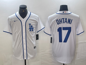 Cheap Men\'s Los Angeles Dodgers #17 Shohei Ohtani White Cool Base Stitched Baseball Jersey