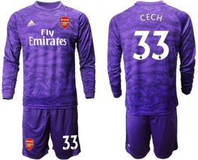 Wholesale Cheap Arsenal #33 Cech Purple Long Sleeves Goalkeeper Soccer Country Jersey