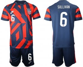 Wholesale Cheap Men 2020-2021 National team United States away 6 blue Nike Soccer Jersey