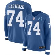 Wholesale Cheap Nike Colts #74 Anthony Castonzo Royal Blue Team Color Women's Stitched NFL Limited Therma Long Sleeve Jersey