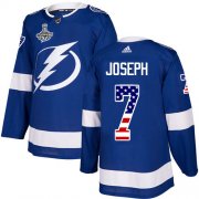 Cheap Adidas Lightning #7 Mathieu Joseph Blue Home Authentic USA Flag 2020 Stanley Cup Champions Stitched NHL Jersey