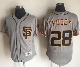 Wholesale Cheap Giants #28 Buster Posey Grey Flexbase Authentic Collection Road 2 Stitched MLB Jersey