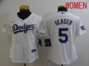 Wholesale Cheap Women Los Angeles Dodgers 5 Seager White Game 2021 Nike MLB Jersey