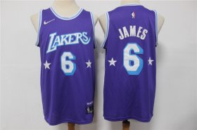 Wholesale Cheap Men\'s Los Angeles Lakers #6 LeBron James Purple Nike Diamond 2022 City Edition Swingman Stitched Jersey