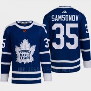Cheap Men's Toronto Maple Leafs #35 Ilya Samsonov Blue 2022 Reverse Retro Primegreen Jersey