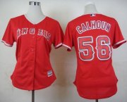 Wholesale Cheap Angels #56 Kole Calhoun Red Alternate Women's Stitched MLB Jersey