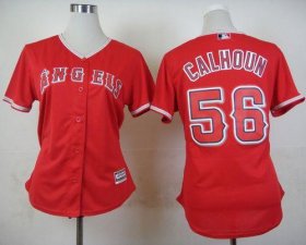 Wholesale Cheap Angels #56 Kole Calhoun Red Alternate Women\'s Stitched MLB Jersey