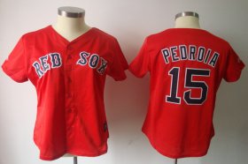 Wholesale Cheap Red Sox #15 Dustin Pedroia Red Women\'s Fashion Stitched MLB Jersey