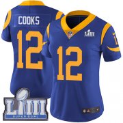Wholesale Cheap Nike Rams #12 Brandin Cooks Royal Blue Alternate Super Bowl LIII Bound Women's Stitched NFL Vapor Untouchable Limited Jersey