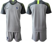 Wholesale Cheap France Blank Grey Goalkeeper Soccer Country Jersey