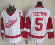 Wholesale Cheap Red Wings #5 Nicklas Lidstrom White CCM Throwback Stitched NHL Jersey