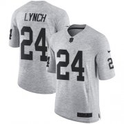 Wholesale Cheap Nike Raiders #24 Marshawn Lynch Gray Men's Stitched NFL Limited Gridiron Gray II Jersey