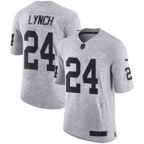 Wholesale Cheap Nike Raiders #24 Marshawn Lynch Gray Men\'s Stitched NFL Limited Gridiron Gray II Jersey