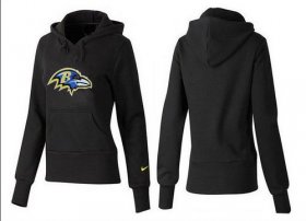 Wholesale Cheap Women\'s Baltimore Ravens Logo Pullover Hoodie Black
