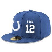 Wholesale Cheap Indianapolis Colts #12 Andrew Luck Snapback Cap NFL Player Royal Blue with White Number Stitched Hat
