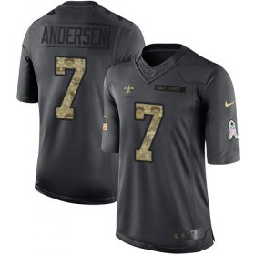 Wholesale Cheap Nike Saints #7 Morten Andersen Black Men\'s Stitched NFL Limited 2016 Salute To Service Jersey