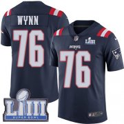 Wholesale Cheap Nike Patriots #76 Isaiah Wynn Navy Blue Super Bowl LIII Bound Men's Stitched NFL Limited Rush Jersey