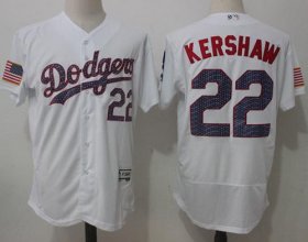 Wholesale Cheap Dodgers #22 Clayton Kershaw White Fashion Stars & Stripes Flexbase Authentic Stitched MLB Jersey