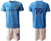 Wholesale Cheap Men 2020-2021 club Manchester City home 19 blue Soccer Jerseys