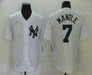Wholesale Cheap Men's New York Yankees #7 Mickey Mantle White Throwback Stitched MLB Cool Base Nike Jersey