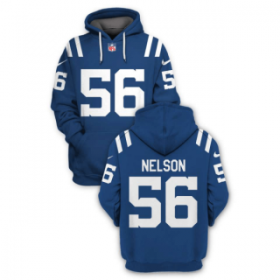 Wholesale Cheap Men\'s Indianapolis Colts #56 Quenton Nelson Blue 2021 Pullover Hoodie