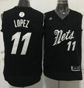 Wholesale Cheap Men's Brooklyn Nets #11 Brook Lopez adidas Black 2016 Christmas Day Stitched NBA Swingman Jersey