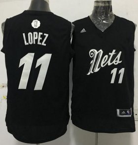 Wholesale Cheap Men\'s Brooklyn Nets #11 Brook Lopez adidas Black 2016 Christmas Day Stitched NBA Swingman Jersey