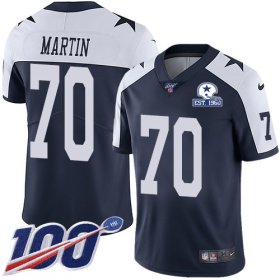 Wholesale Cheap Nike Cowboys #70 Zack Martin Navy Blue Thanksgiving Men\'s Stitched With Established In 1960 Patch NFL 100th Season Vapor Untouchable Limited Throwback Jersey