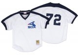 Wholesale Cheap Mitchell And Ness 1981 White Sox #72 Carlton Fisk White Throwback Stitched MLB Jersey