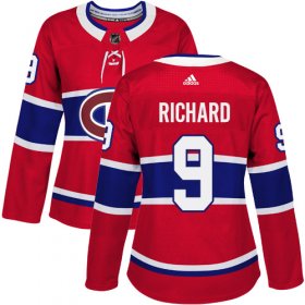 Wholesale Cheap Adidas Canadiens #9 Maurice Richard Red Home Authentic Women\'s Stitched NHL Jersey
