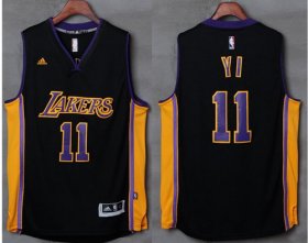 Wholesale Cheap Lakers #11 Yi Jianlian Black(Purple NO.) Stitched NBA Jersey