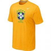 Wholesale Cheap Nike Brazil 2014 World Short Sleeves Soccer T-Shirt Yellow
