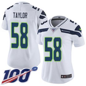 Wholesale Cheap Nike Seahawks #58 Darrell Taylor White Women\'s Stitched NFL 100th Season Vapor Untouchable Limited Jersey