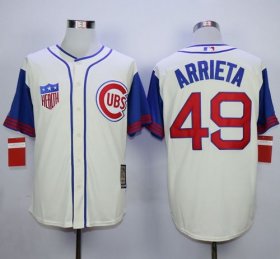 Wholesale Cheap Cubs #49 Jake Arrieta Cream/Blue 1942 Turn Back The Clock Stitched MLB Jersey