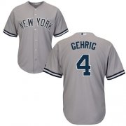 Wholesale Cheap Yankees #4 Lou Gehrig Grey Cool Base Stitched Youth MLB Jersey