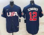 Cheap Men's USA Baseball #12 Kyle Schwarber 2023 Navy World Baseball Classic Stitched Jerseys