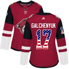 Wholesale Cheap Adidas Coyotes #17 Alex Galchenyuk Maroon Home Authentic USA Flag Women\'s Stitched NHL Jersey