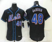 Wholesale Cheap Men's New York Mets #48 Jacob deGrom Black Stitched MLB Flex Base Nike Jersey