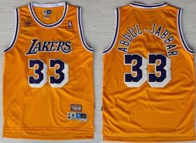 Wholesale Cheap Los Angeles Lakers #33 Kareem Abdul-Jabbar Yellow Swingman Throwback Jersey